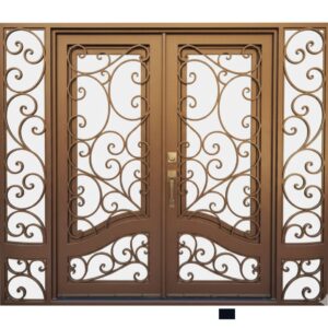 San Diego-Luxurious wrought iron entry door with sidelights and glass