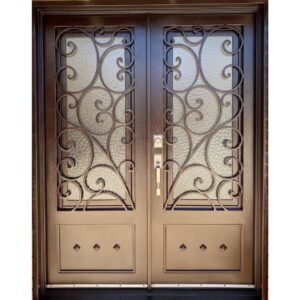 Puebla-Wrought iron door with kickplate and scroll work