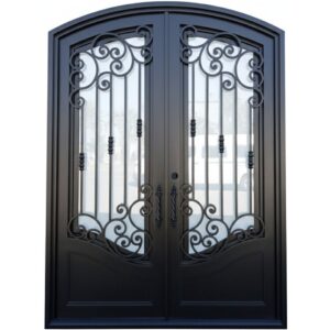 Texas-Eyebrow arched iron door and areched kickplate for exterior