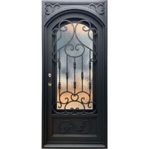 Morelos-Entry iron door single square frame and arched door