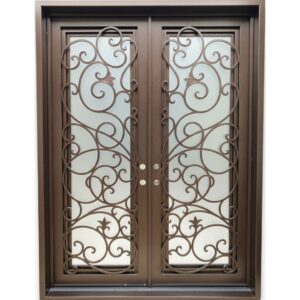 Dubai-Double entry iron door with glass that opens