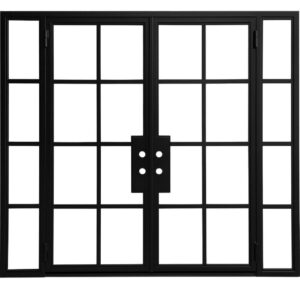 Francia-Slim metal frame double french door with sidelights