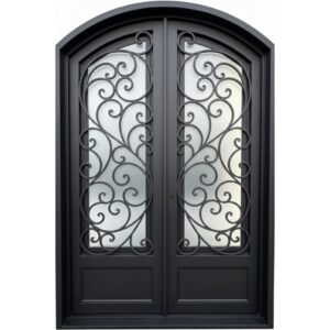 Double iron door arched frame black color mexican style design