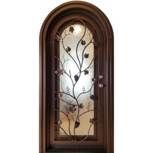 Single handmade iron door with grape design in copper color