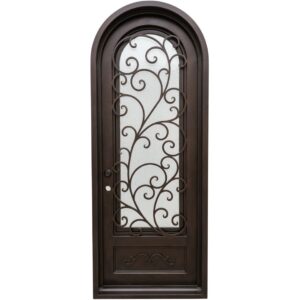 Romania-Single exterior iron door with arch and glass